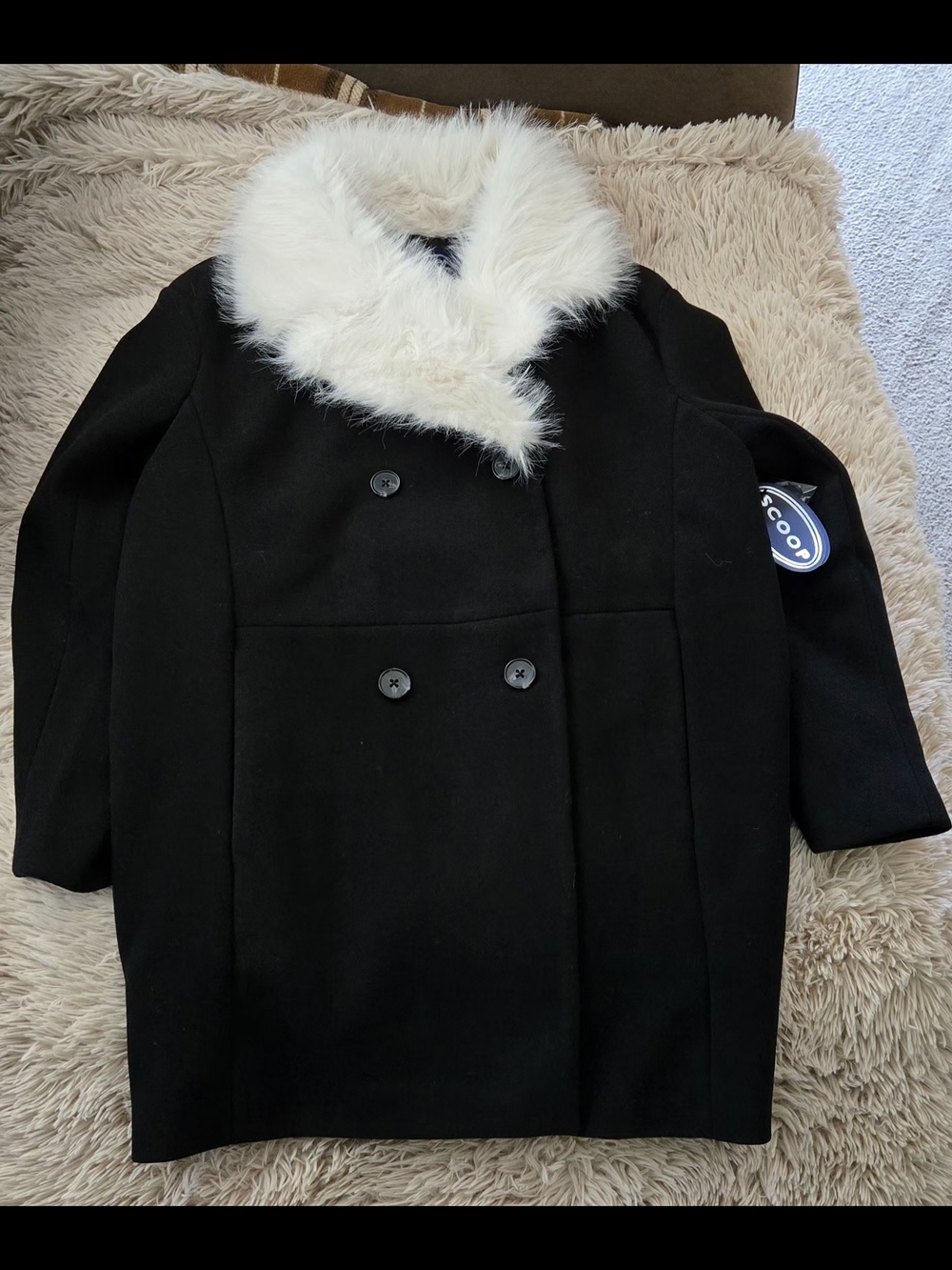 Scoop Oversized Faux Fur Collar Coat #1286 - Picture 2 of 9
